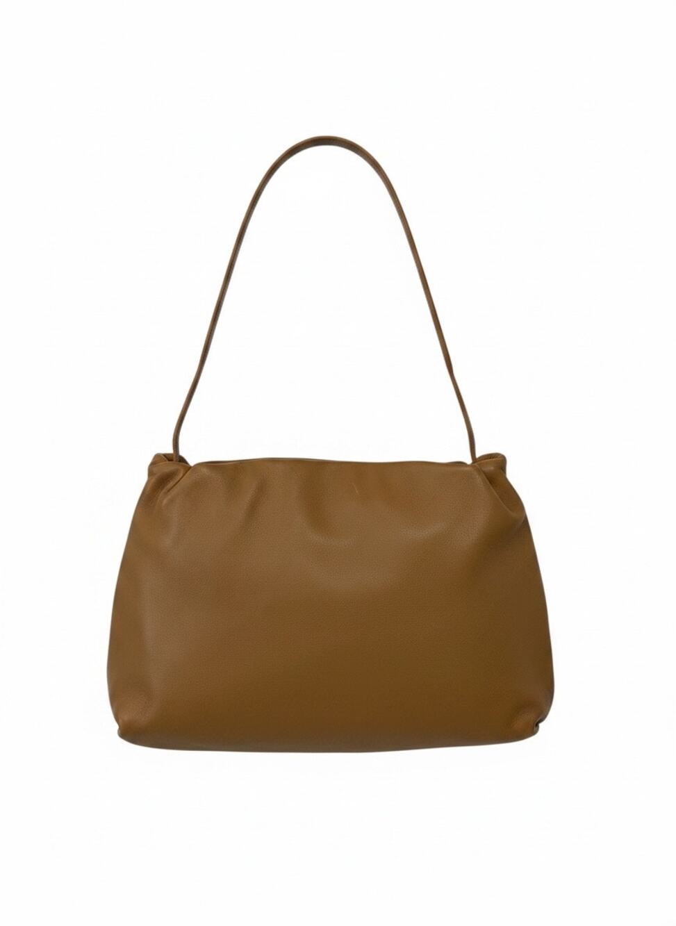 The Row Bourse Bag Taupe Nappa Leather XL Bubble Clutch / Shoulder Bag Authentic